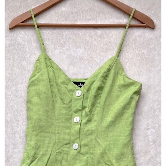 NWT Lulus Favorite Find Lime Green Linen Mini Dress With Pockets, Size Small - Picture 6 of 13